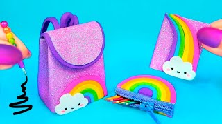 DIY MINI ÚTILES ESCOLARES ARCOIRIS que SÍ FUNCIONAN [upl. by Ahsyt]