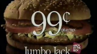 1985 Jack in the box Jumbo Jack TV Commercial [upl. by Nonnad941]