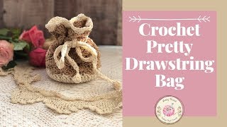 Crochet A Drawstring Bag Pouch Easy Tutorial  by Loopy Mabel [upl. by Sonia]