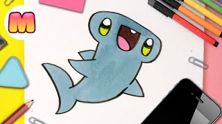 COMO DIBUJAR UN TIBURON MARTILLO KAWAII  dibujos kawaii faciles  Dibujar animales kawaii [upl. by Pearlstein]