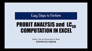 Probit Analysis and LC50 Computation Using Microsoft Excel [upl. by Enyrb]