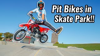 Riding Pit Bikes in Skate Park [upl. by Danielle]