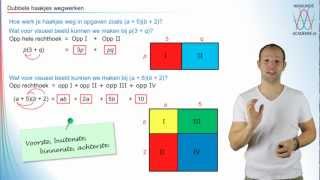 Letterrekenen  dubbele haakjes wegwerken  WiskundeAcademie [upl. by Orelle4]