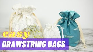 How to Make Drawstring Bags  Lined amp Unlined  Sewing Reusable Gift Bags [upl. by Aelyk]