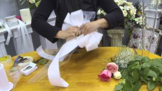 How to Make Pew Bows with Tulle Ribbon and Fresh Flowers [upl. by Yleek]